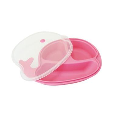 Imagem de Prato Infantil Baleia com Divisórias Clingo - Rosa - Desembrulha