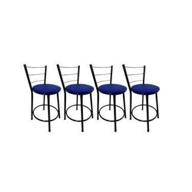 Imagem de Kit 4 Banqueta Balcão Baixa Preto Bar Gourmet Cozinha Lazer Área - For