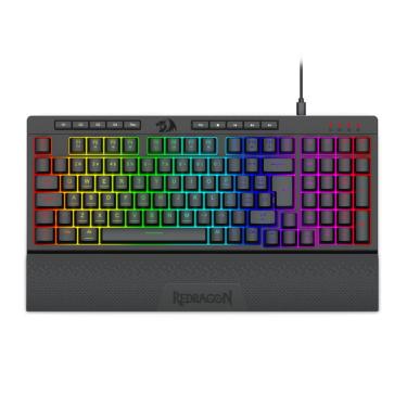 Imagem de Teclado Membrana Gamer Redragon Shiva 98 RGB c/ Apoio de Pulso Preto - K515-RGB PT