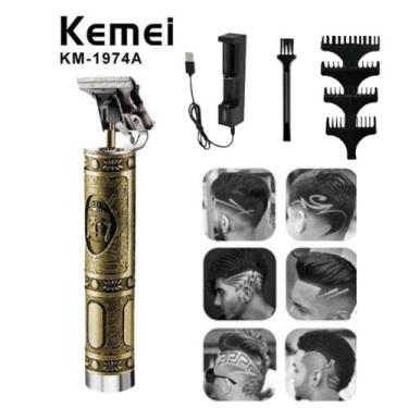 Imagem de Máquina Profissional Kemei KM-1974A Dourada, Perfeita para Acabamentos