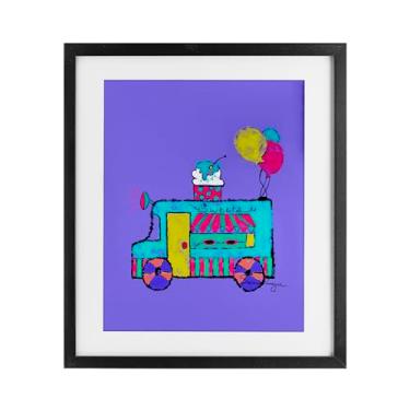 Imagem de Stupell Industries Impressão emoldurada de caminhão de sorvete em roxo preto design sob vidro por Susan Lugar, 16 x 13