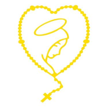 Imagem de Adesivo Terço Nossa Senhora Coração decorativo Parede Carro Notebook Proteção Paz Fé Nossa Senhora Aparecida oração (AMARELO, 36,9X50cm)