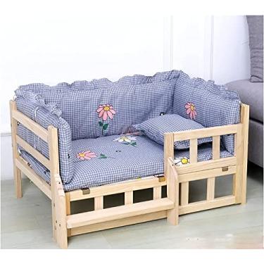 Imagem de Cama de madeira para cães cama evevada para animais de estimação sofá-cama lavável para animais de estimação sofá cama para cães e gatos pequenos e médios para cães e gatos