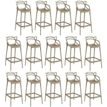 Imagem de Kit 14 Banquetas Allegra com Encosto Design Cozinha/bancada - Nude