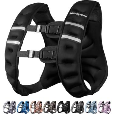Imagem de AceSpear Colete pesado para homens e mulheres 4,5 kg/6,4 kg/8,2 kg/10,9 kg colete de peso corporal para corrida, caminhada, treino de força (preto, 7,3 kg)