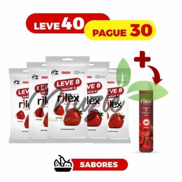 Imagem de Kit Leve 40 Pague 30 Preservativo camisinha Rilex Sabor Morango- (5 Pc