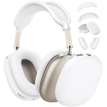 Imagem de 4 em 1 Capa de silicone para AirPods Max USB-C (2024) - branca - Ensfo