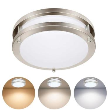 Imagem de Drosbey Luminária de teto LED regulável de 48 W, luminárias de cozinha, luzes de teto de montagem embutida para quarto, banheiro, 3000K/4000K/5000K selecionável, super brilhante 5000LM