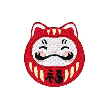 Imagem de Winks For Days Darumeow Lucky Daruma Cat Embroidered Iron-on Patch