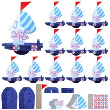 Imagem de Hahafelt Kit de artesanato com 24 peças de barco flutuante em 3D, faça você mesmo, modelo de barco flutuante, construa um brinquedo de barco modelo para escola de férias VBS, faça você mesmo