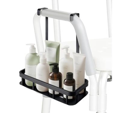 Imagem de Suporte de chuveiro para pendurar e organizador de chuveiros, banco de cadeira para idosos e idosos deficientes, preto