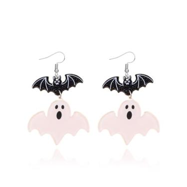 Imagem de Brincos de fantasma fofos para mulheres, brincos pretos de morcego de Halloween, bijuterias assustadoras, presentes modernos, Metal, Sem pedra preciosa