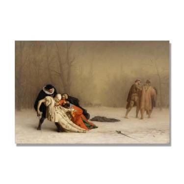 Imagem de Pinturas a óleo famosas, (O duelo após o baile de máscaras) de Jean Leon Gerome, reprodução impressa em tela, arte de cenário para decoração de sala de estar. Somente tela de 60 x 90 cm - 23,7 x 35,5