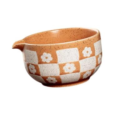 Imagem de Fenteer Tigela Matcha de Porcelana com Arco para Chá, Casa, Escritório, Ferramenta de Preparação Tradicional, Suprimentos Portáteis para Fazer, Chawan com, Bege Laranja