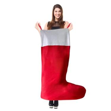 Imagem de Meia de Natal jumbo de 136 cm, tamanho grande, meia de Papai Noel, meia gigante de feltro extra para crianças, sacos de presente para lareira, escadas, decorações de árvore de Natal