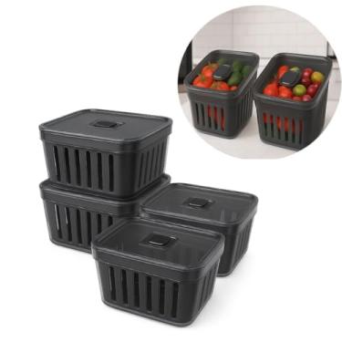 Imagem de Kit 4 Organizador De Geladeira 3.8 Litros Cesto Com Tampa Multiuso Alimentos Verduras E Vegetais(4 Organizador 3,8L Fume)