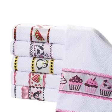 Imagem de Jogo/Kit 7/10/12 Pano de Prato Copa Atoalhado Jacquard Cozinha Grande Algodão(12,Branco Sortidos)