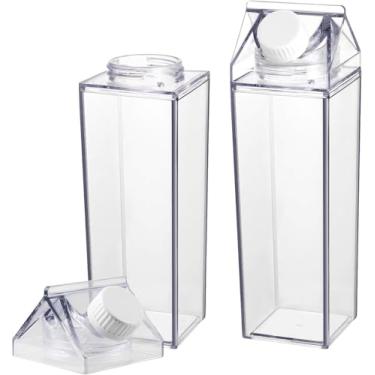 Imagem de Garrafa Acrílico Transparente Caixa Leite 500ml Suco Água Chá Decorativa Geladeira