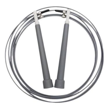 Imagem de YIJU Corda de pular Speed ​​ajustável, durabilidade premium, prática, profissional, com rolamento de esferas giratório 360° para treinamento, treino de, Cinza