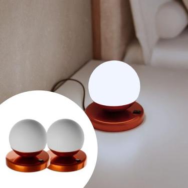Imagem de Kit 2 abajur de mesa Moderno dama Com Interruptor Com Globo Fosco 10cm