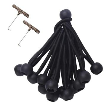 Imagem de Peças de reposição para trampolim, 15 faixas elásticas esféricas resistentes, 2 ferramentas de extensão (preto)
