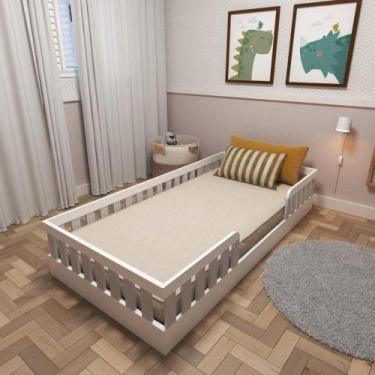 Imagem de Cama Infantil Montessoriana Solteiro Sol Branco/Cinza Cristal - Bramov