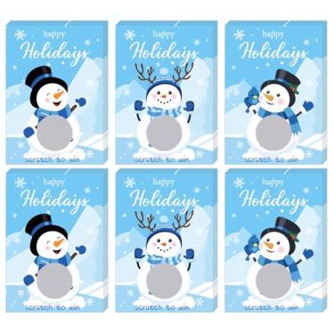 Imagem de FYSUIMU 30 Pcs Christmas Games Scratch Off Cards Blue Winter Snowman Happy Holidays Raffle Tickets with Stickers for Xmas Baby Shower Party Game Activities