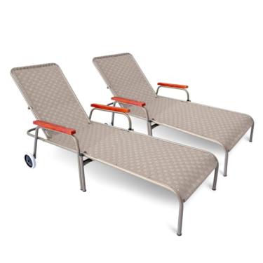 Imagem de Kit 2 Espreguiçadeiras Piscina Reclinável AcquaFlex Fendi/Champagne