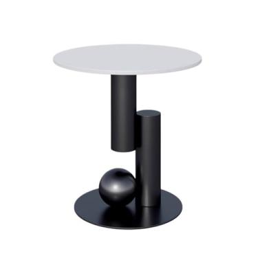 Imagem de Mesa de centro de design simples, minimalista, redonda para sofá ou cabeceira, mesa de centro criativa moderna para sala de estar, mesa de chá pequena, mesa lateral minimalista para sala de estar