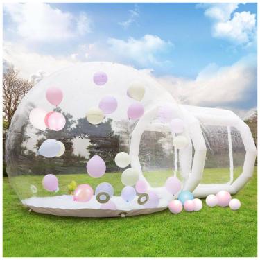 Imagem de Tenda Inflável Transparente de 3 metros para Crianças, Casa de Bolha com Túnel, Inclui Soprador de Ar e Bomba Elétrica - Gaonala