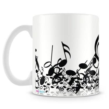 Imagem de Caneca Personalizada com Notas Musicais - 325ml em Cerâmica - Amo Cane
