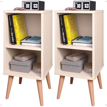 Imagem de Kit 2 Mesa de Cabeceira para Quarto Charme Cores Apoio de Cama Mesinha 61x30x30cm(KIT CHARME OFF WHITE TOTAL)