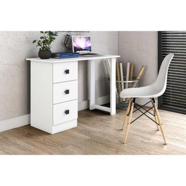 Imagem de Mesa De Computador Solteiro Msm 436 C- 3 Gavetas Branco - Movelbento