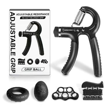 Imagem de Kit Hand Grip Completo – Exercitador de Mãos e Antebraço Ajustável | Fortalecedor de Punho, Dedos e Músculos | Reabilitação, Esporte e Academia – 5 Peças