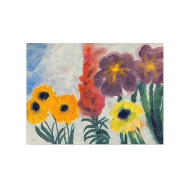 Imagem de Pôster e impressões em tela de flores vintage - reprodução de pintura de arte de parede famosa - íris azul e flores de verão - imagens para sala de estar 80 x 115 cm 31 x 45 pol sem moldura