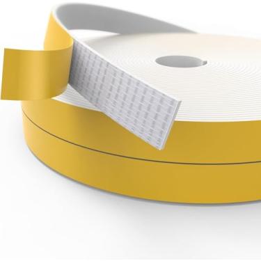 Imagem de Excluidor de rascunho para janelas de portas, 0,9 cm x 0,5 cm x 9,5 cm, fita de espuma autoadesiva, tira de vedação contra clima, para lacuna branca