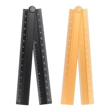 Imagem de Generic 2 réguas retas dobráveis de 30 cm, transferidor métrico de liga de alumínio, régua angular dobrável, ferramenta de medida geométrica com linha angular para escritório de arquiteto, preto