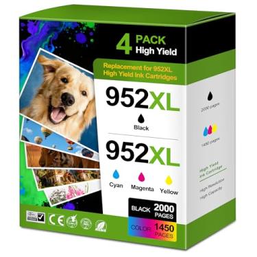 Imagem de Pacote combo de cartuchos de tinta 952XL 952XL de substituição para HP 952XL cartuchos de tinta para uso com impressoras HP OfficeJet Pro 8710 7740 8720 8715 8210 8703 OfficeJet 8702 (preto, ciano