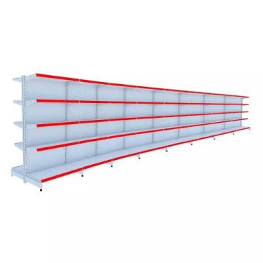 Imagem de Gondola Centro 170 Fit Ate 8 Metros Branco 80 Bandeja Pe Vermelho - AM