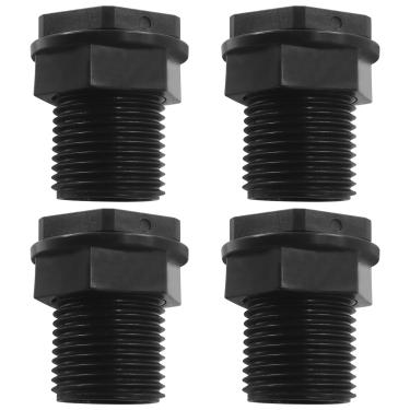 Imagem de BokWin Pacote com 4 encaixes de anteparo de mangueira de jardim, encaixe de tanque de anteparo de rosca dupla, NPT fêmea de 1/2 polegada x conector rosqueado macho de 3/10.2 cm, preto, para barris de