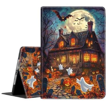 Imagem de BFRKXOCK Capa para iPad Mini 6 2021 8,3 polegadas, suporte inteligente multi-ângulo, hibernar/despertar automático para iPad Mini 6ª geração 8,3 polegadas, Halloween Castle Ghost