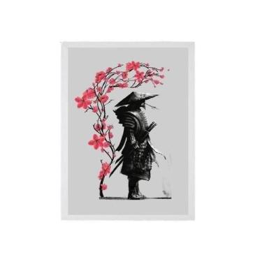 Imagem de Quadro Arte Japonesa Samurai 24X18 Com Vidro - Madeira Preta - Quadros