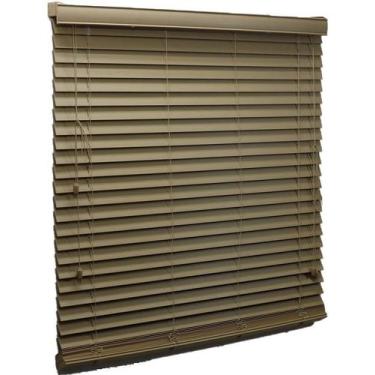 Imagem de Persiana Horizontal Pvc Bege 80X160Cm C/Bandô Madeira Luxo - Top Flex