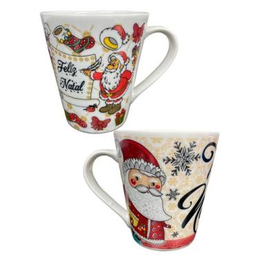 Imagem de Kit Com 2 Canecas Natalina 290ml Tulipa Presente Natal - Terramada, Ki