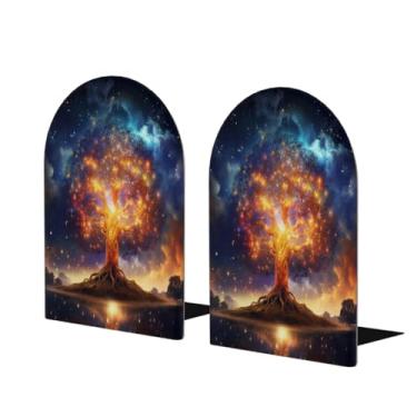 Imagem de Suporte para livros de madeira grande de cor galáxia suporte de livros decorativo antiderrapante resistente terminais de livro para mesa de escritório em casa biblioteca de estudo escolar divisórias