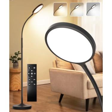 Imagem de Tenmiro Luminária de chão regulável, lâmpadas de LED modernas super brilhantes, lâmpada de pé de temperatura de cor personalizada com controle remoto de botão, luminária de chão ajustável de leitura