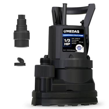 Imagem de MEDAS Bomba De Depósito 1/3 Hp 2450 Gph Água Submersível, Drena Até 1 Mm, Remoção Alto Fluxo Portátil Para Piscina, Jardim, Lago, Porão, Inundação Com Cabo Alimentação 10 Pés