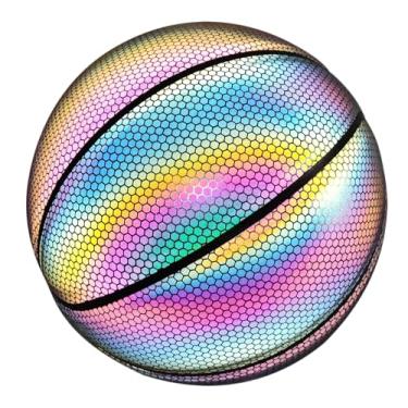 Imagem de Sporting Goods Bola de basquete refletiva brilhante, basquete tamanho 7 brilha no escuro para treinamento, uso interno, externo e noturno, presente de bola de cesta para adultos ou adolescentes
