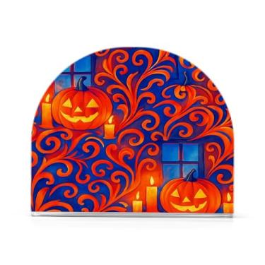 Imagem de Wassud Porta-guardanapos de acrílico para cena de Halloween, dispensador de guardanapos de papel moderno em forma de U para mesa, cozinha, sala de jantar, bancada 1 peça (comporta 50-60 guardanapos)
