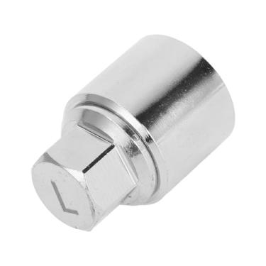 Imagem de VekAuto Trava de roda de veículo compatível com VW para Skoda, durável tipo l liga de aço cromado tom prata anti-roubo parafuso remoção chave soquete